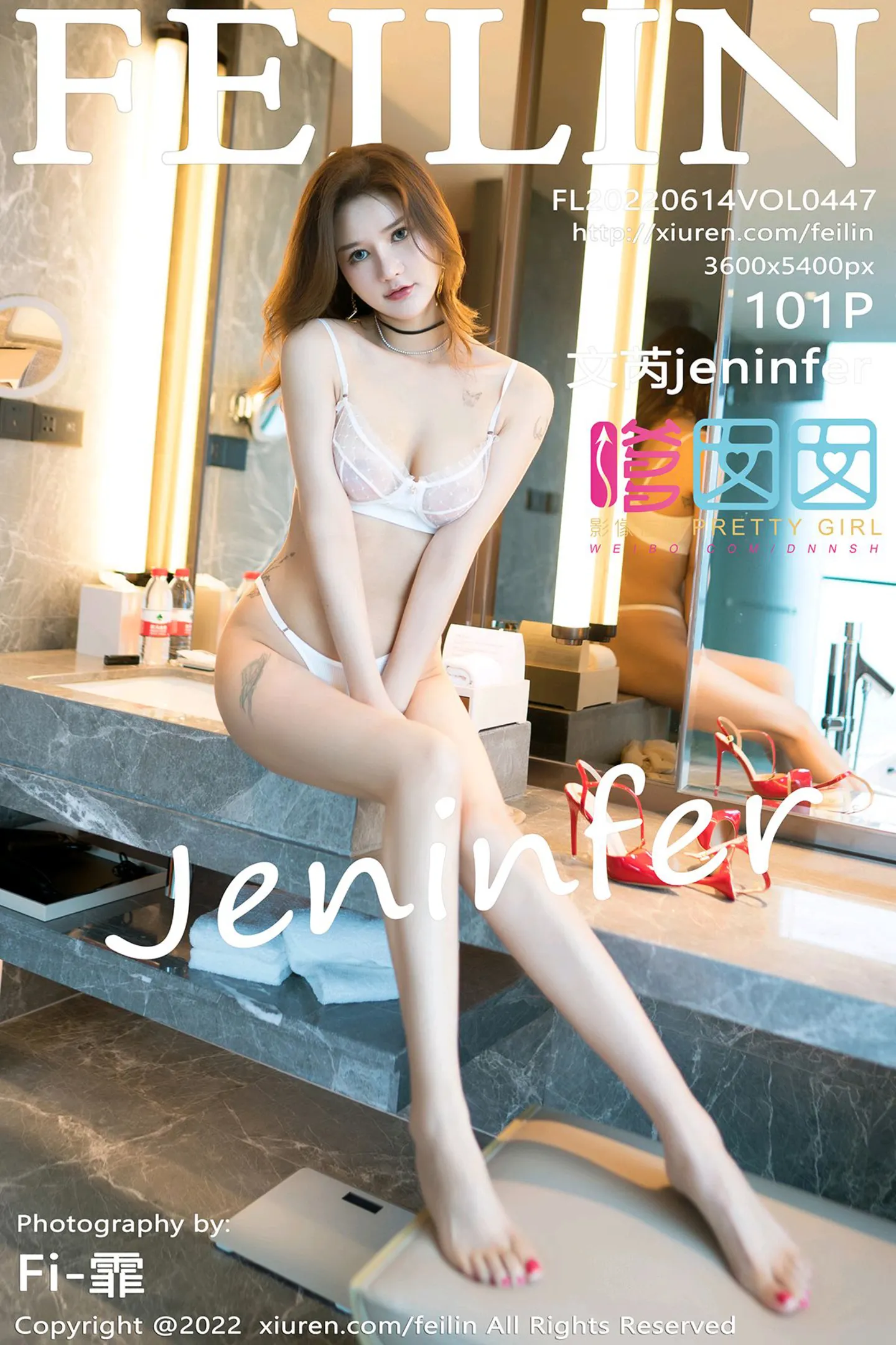 [FeiLin嗲囡囡]VOL.447_模特文芮jeninfer黑色收身衣配开档黑丝半脱露蕾丝内衣诱惑写真101P-秀人网 - XiuRen.Pro